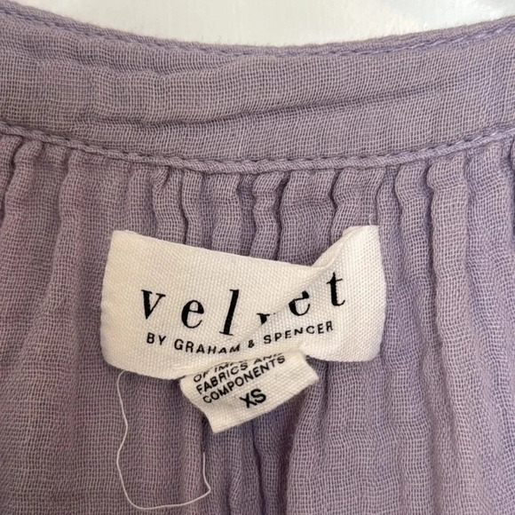 Velvet Clarissa Cotton Gauze Dress with Ruffle- Lilac Size XS Oversized Fit - Picture 4 of 6